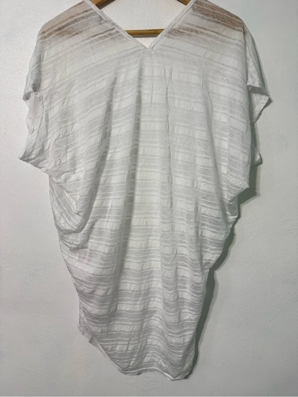 Jordan Taylor White Sheer Striped Swim Coverup FLAWS